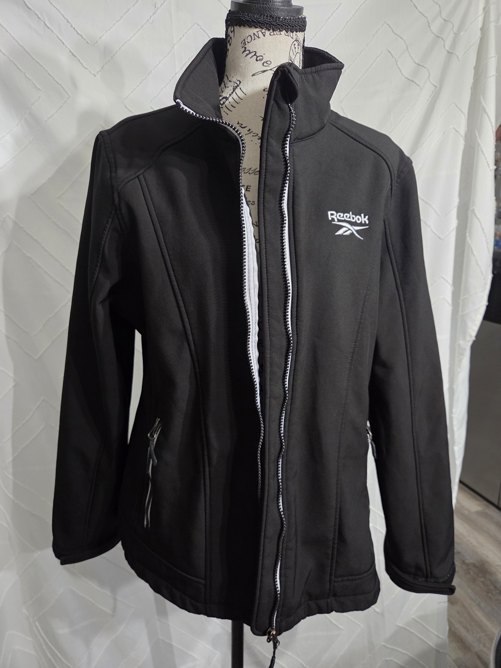 Reebok Black Utility Softshell Jacket with White Trim